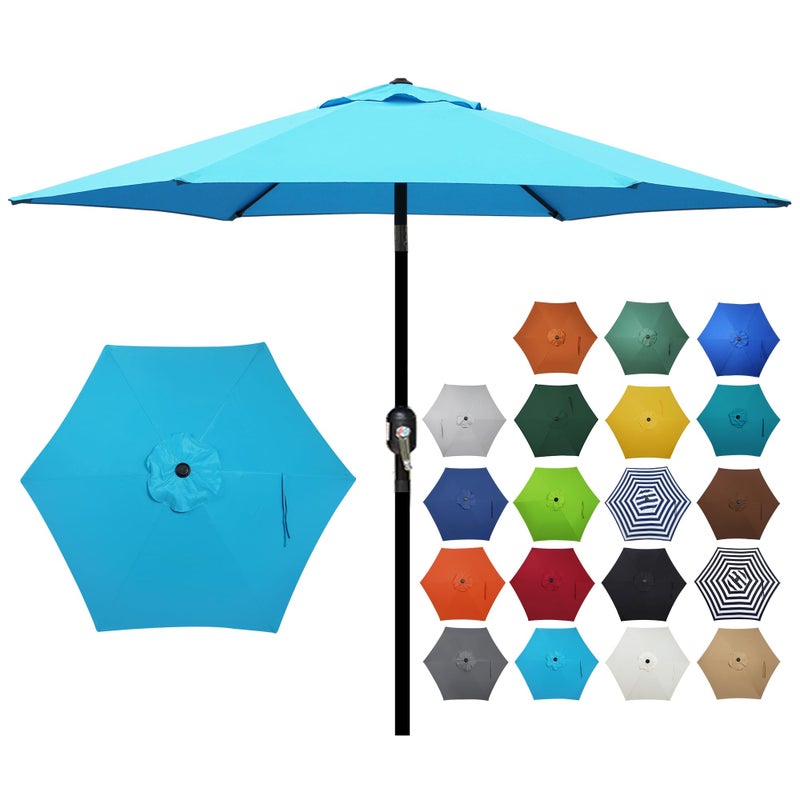 Blissun 7.5 ft Patio Umbrella, Yard Umbrella, Outdoor Market Umbrella with Push Button Tilt Crank (Light Blue) - Image 1